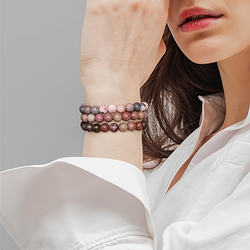 3pcs Stone Bead Bracelet Set Boho Style for Couples